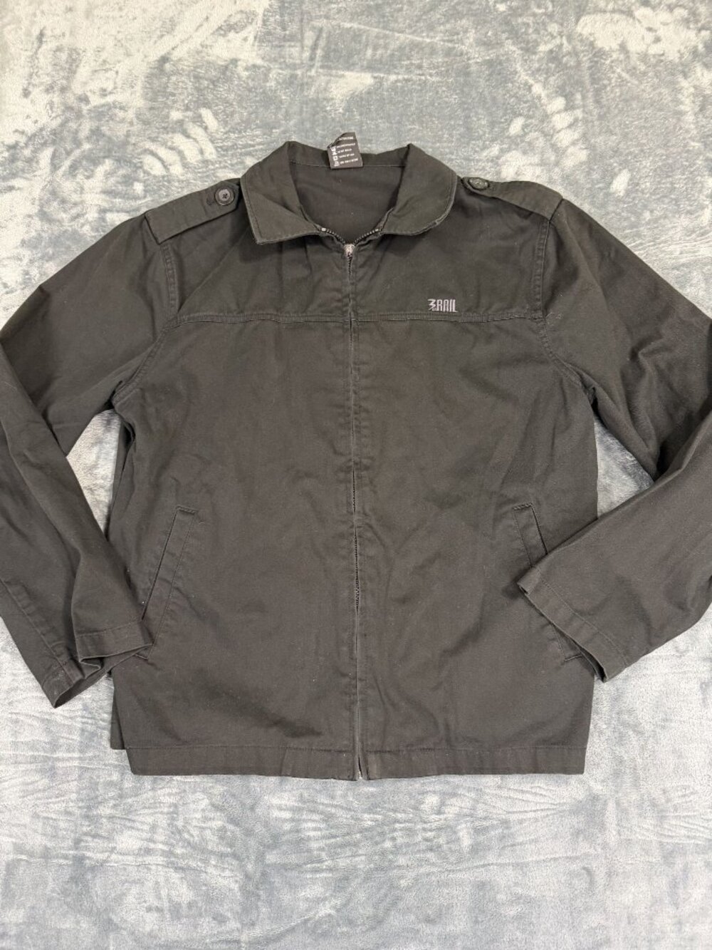 Third Rail Mens Jacket Y2K Style Black Size L Skull Zip-Up